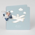 Geboortekaartjes De Kleine Prins Kleine Prins in zijn vliegtuig, blauw, Dubbele kaart