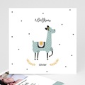 Geboortekaartjes met Dieren Lama, Goudlaag